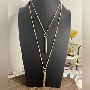 Zenzii Gold Tone Two Strand Double Pendant Necklace B12